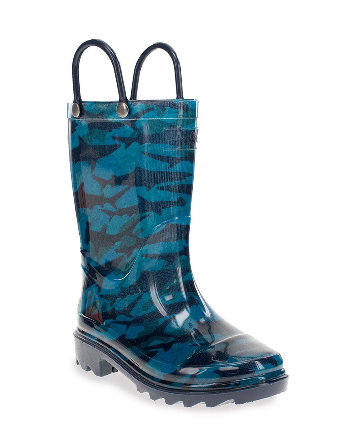 Kids Camo Shark Lighted Rain Boot - Blue - WSC B2B