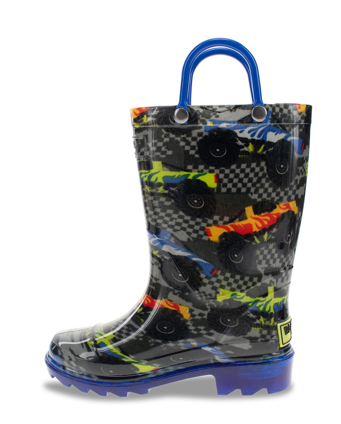 Kids Drag Race Lighted Rain Boot - Charcoal