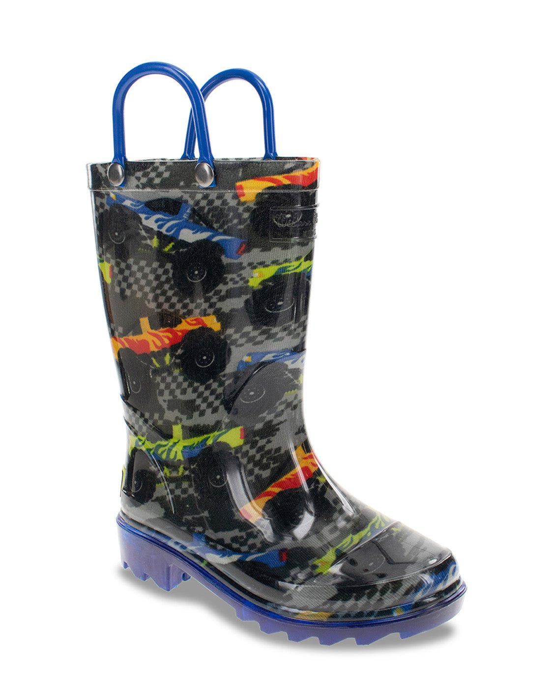 Kids Drag Race Lighted Rain Boot - Charcoal