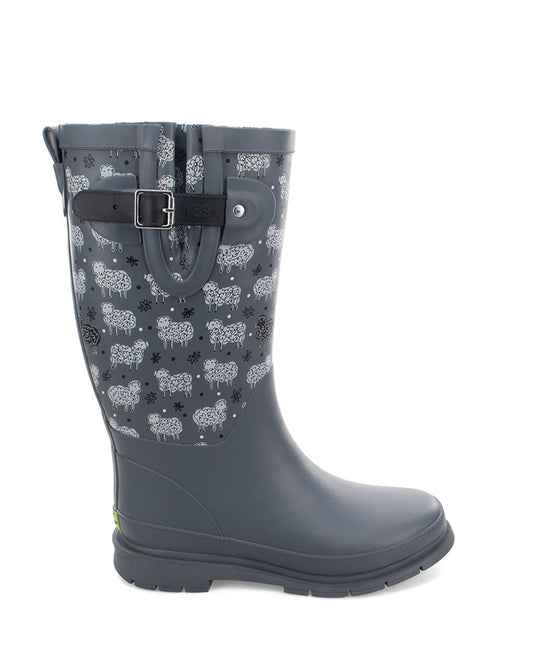 Women's Black Sheep Faux Fur Tall Rain Boot - Gray - WSC B2B