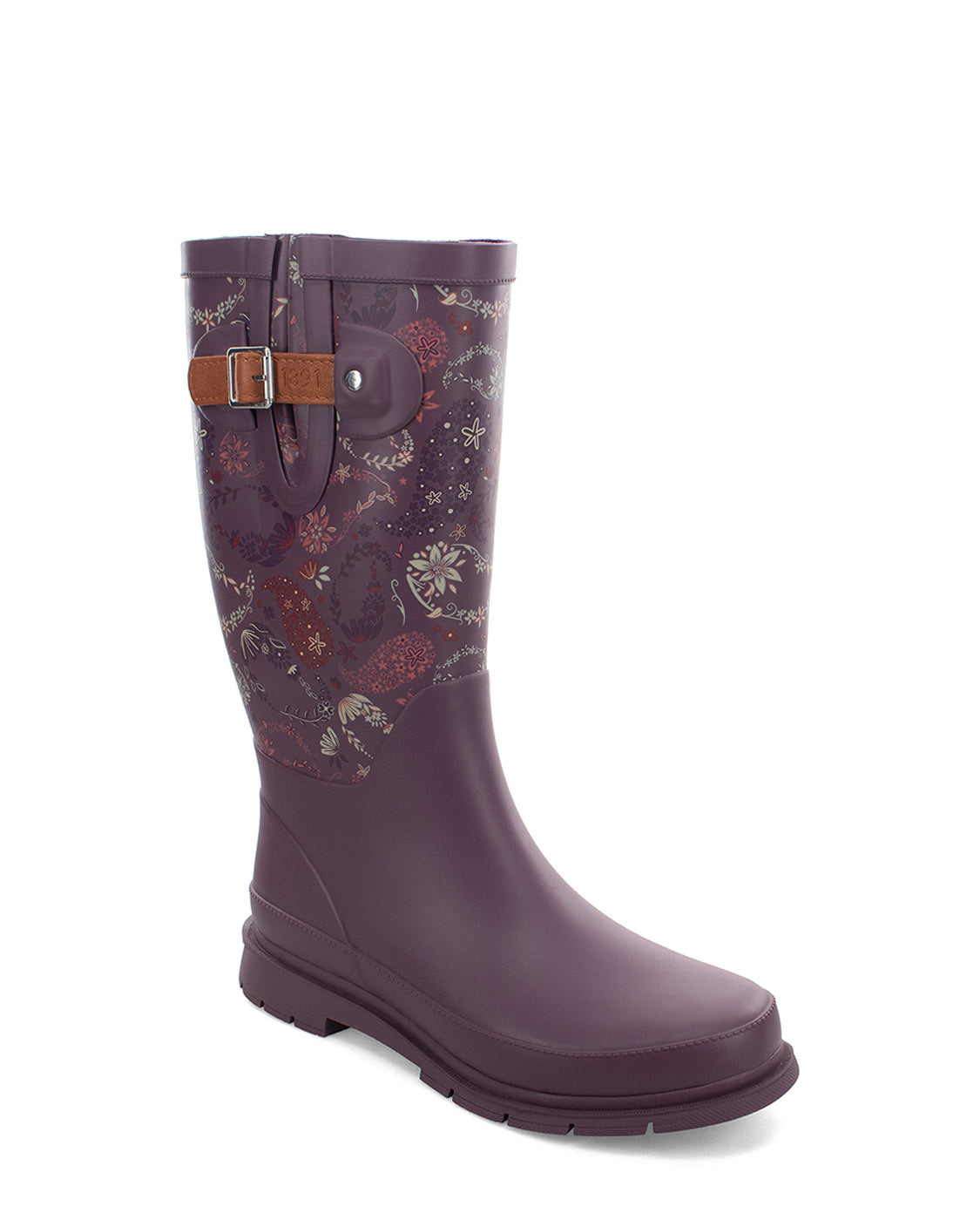 Women's Floral Paisley Tall Rain Boot - Plum