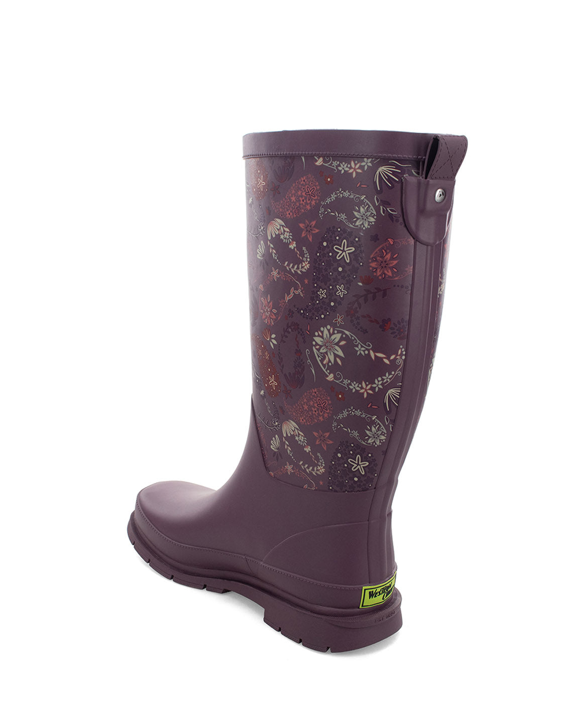 Women's Floral Paisley Tall Rain Boot - Plum