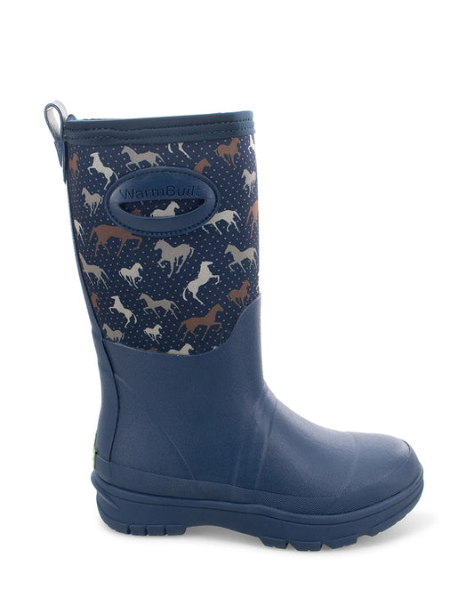 Women's Horse Neoprene Faux Fur Mid Cold Weather Boot - Navy