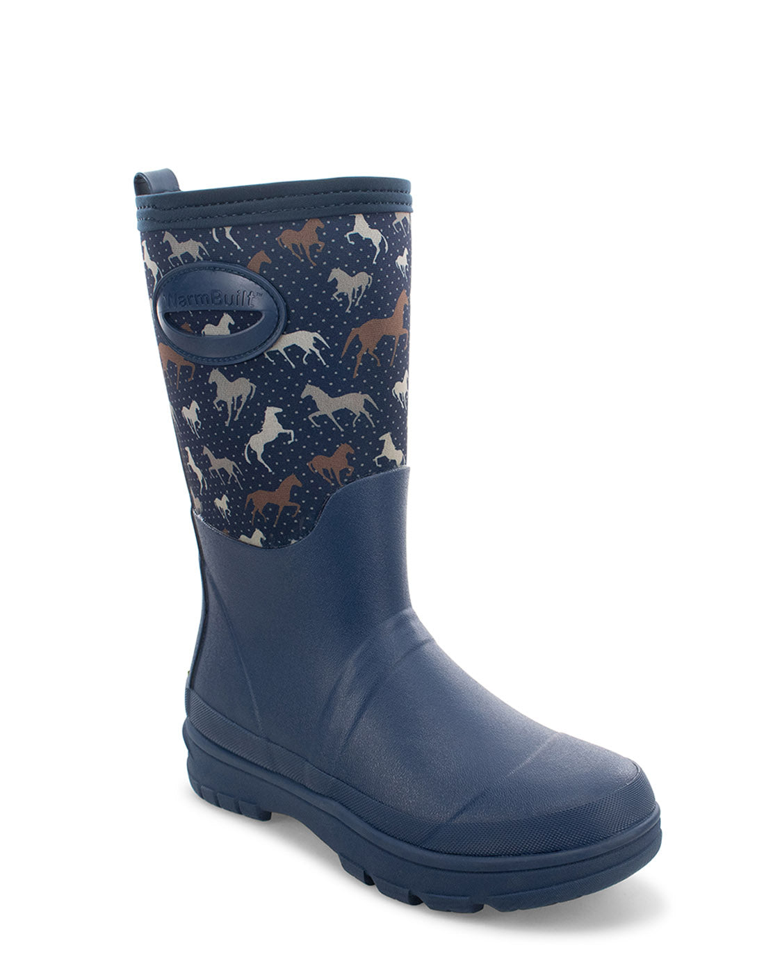 Women's Horse Neoprene Faux Fur Mid Cold Weather Boot - Navy