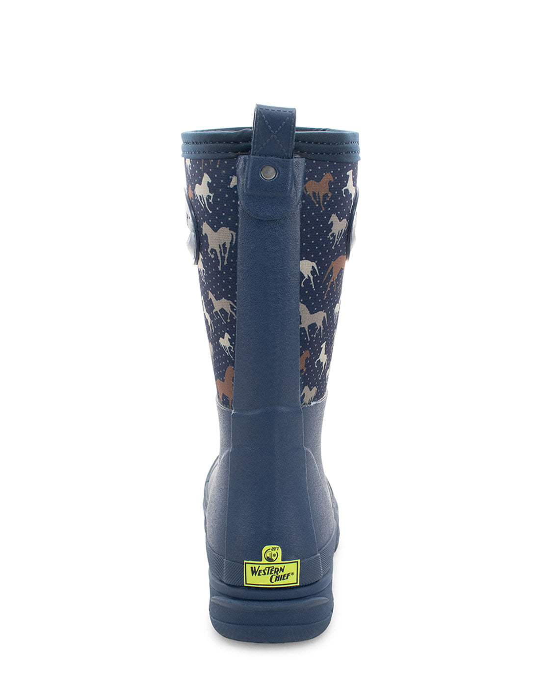 Women's Horse Neoprene Faux Fur Mid Cold Weather Boot - Navy