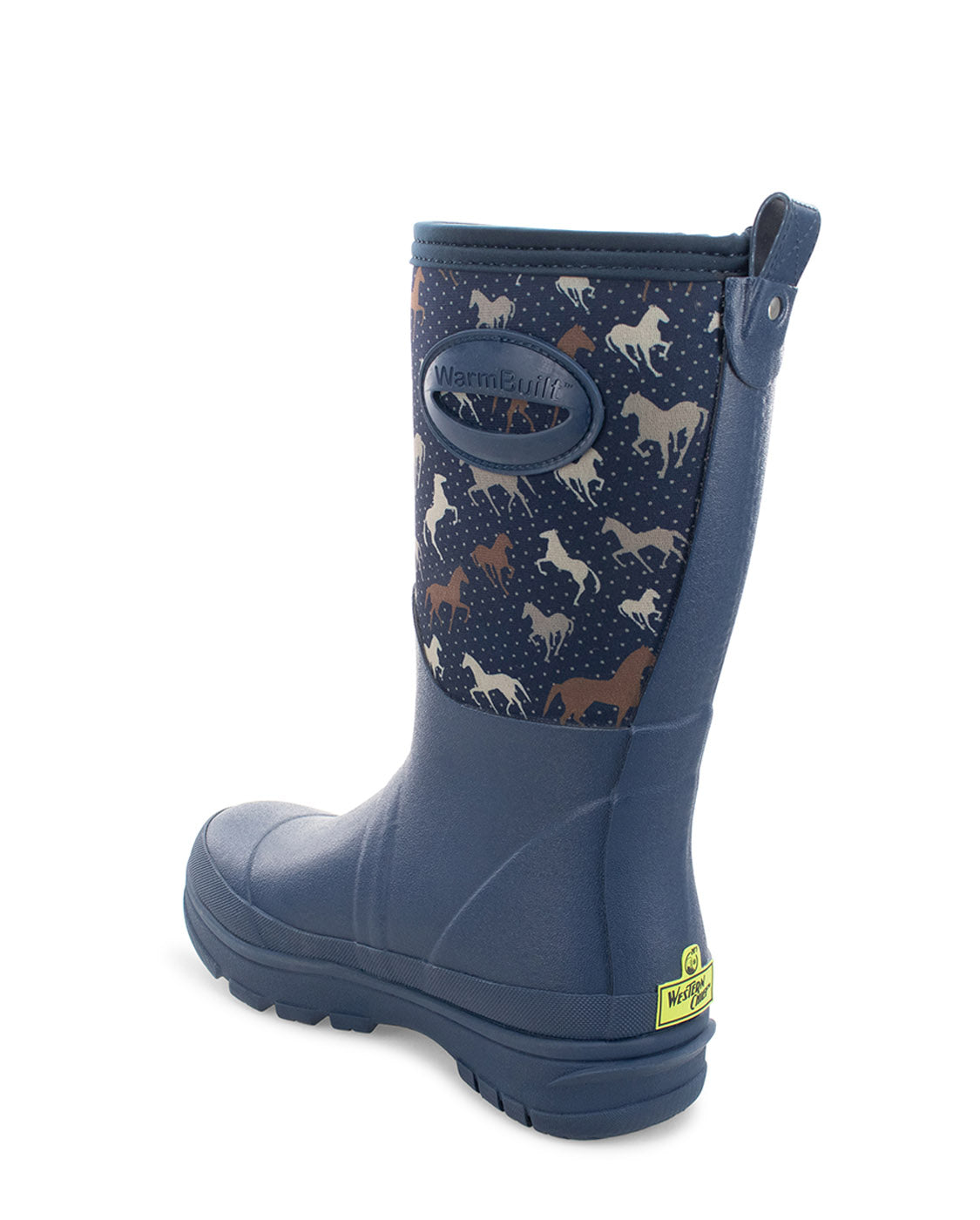 Women's Horse Neoprene Faux Fur Mid Cold Weather Boot - Navy