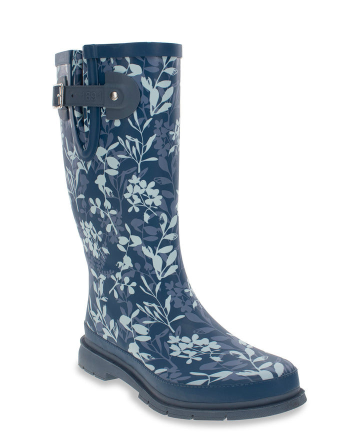 NEW Women's Leafy Branches Tall Rain Boot - Navy