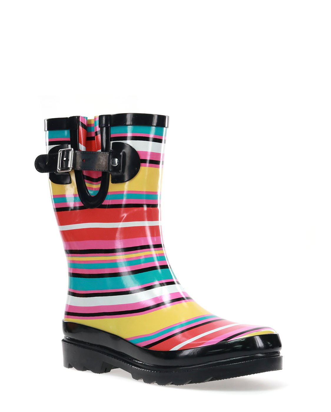 Women's Solstice Stripe Mid Rain Boot - Black - WSC B2B