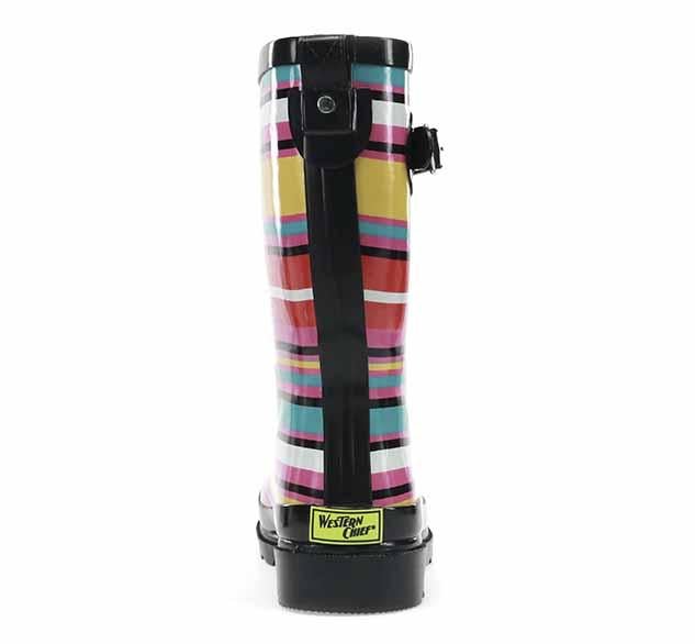 Women's Solstice Stripe Mid Rain Boot - Black - WSC B2B