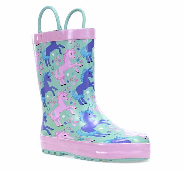 Kids Lucky Unicorn Rain Boot - Turquoise