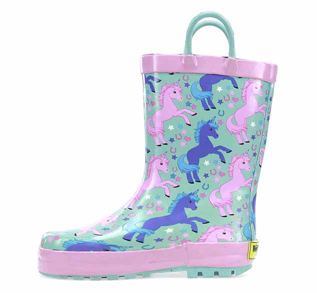 Kids Lucky Unicorn Rain Boot - Turquoise