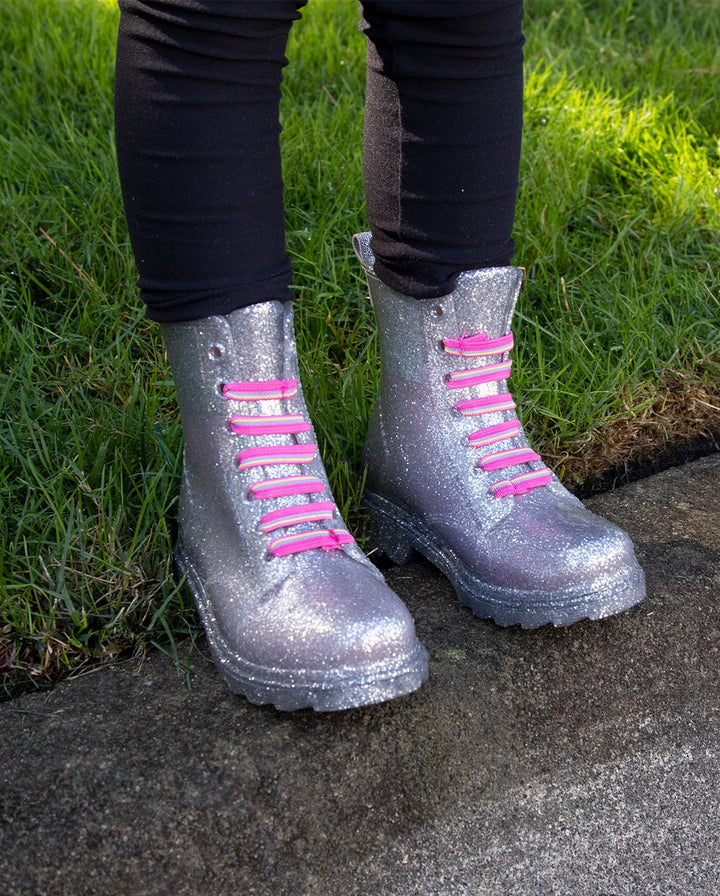 Kids Combat Ankle Rain Boot - Silver - WSC B2B