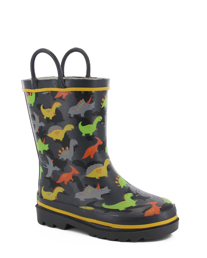 Kids Dino Dash Rain Boot - Charcoal - WSC B2B