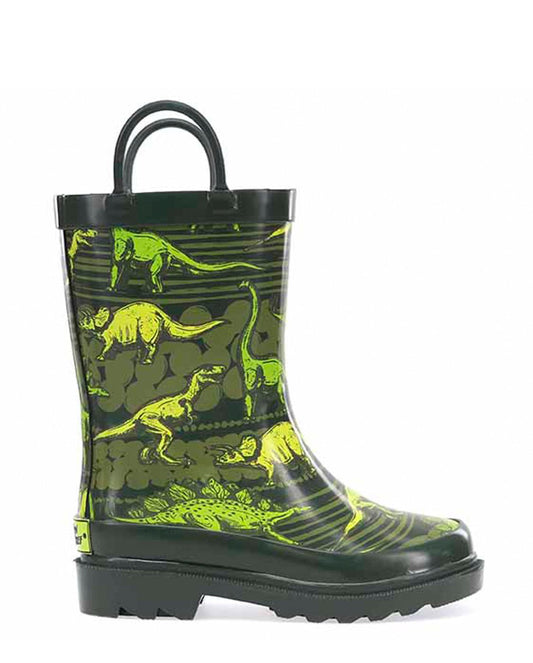 Kids Dino Quest Rain Boot - Olive - WSC B2B