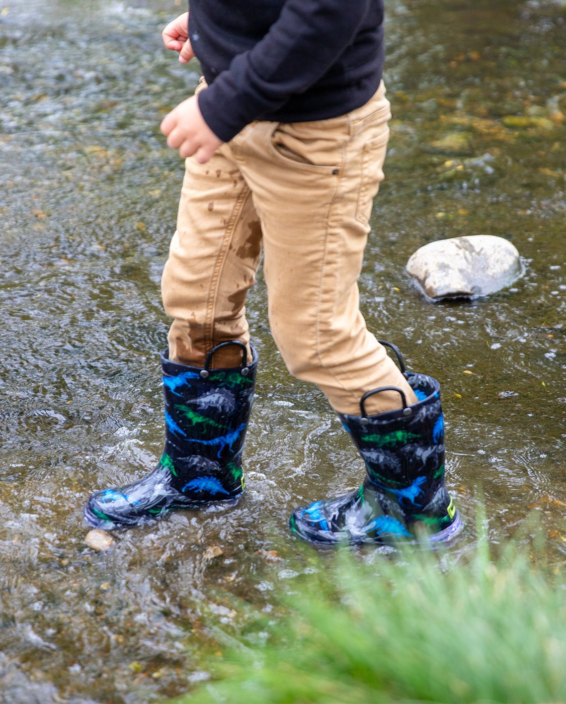 Kids Dinosaur Friends Lighted Rain Boot - Black - WSC B2B