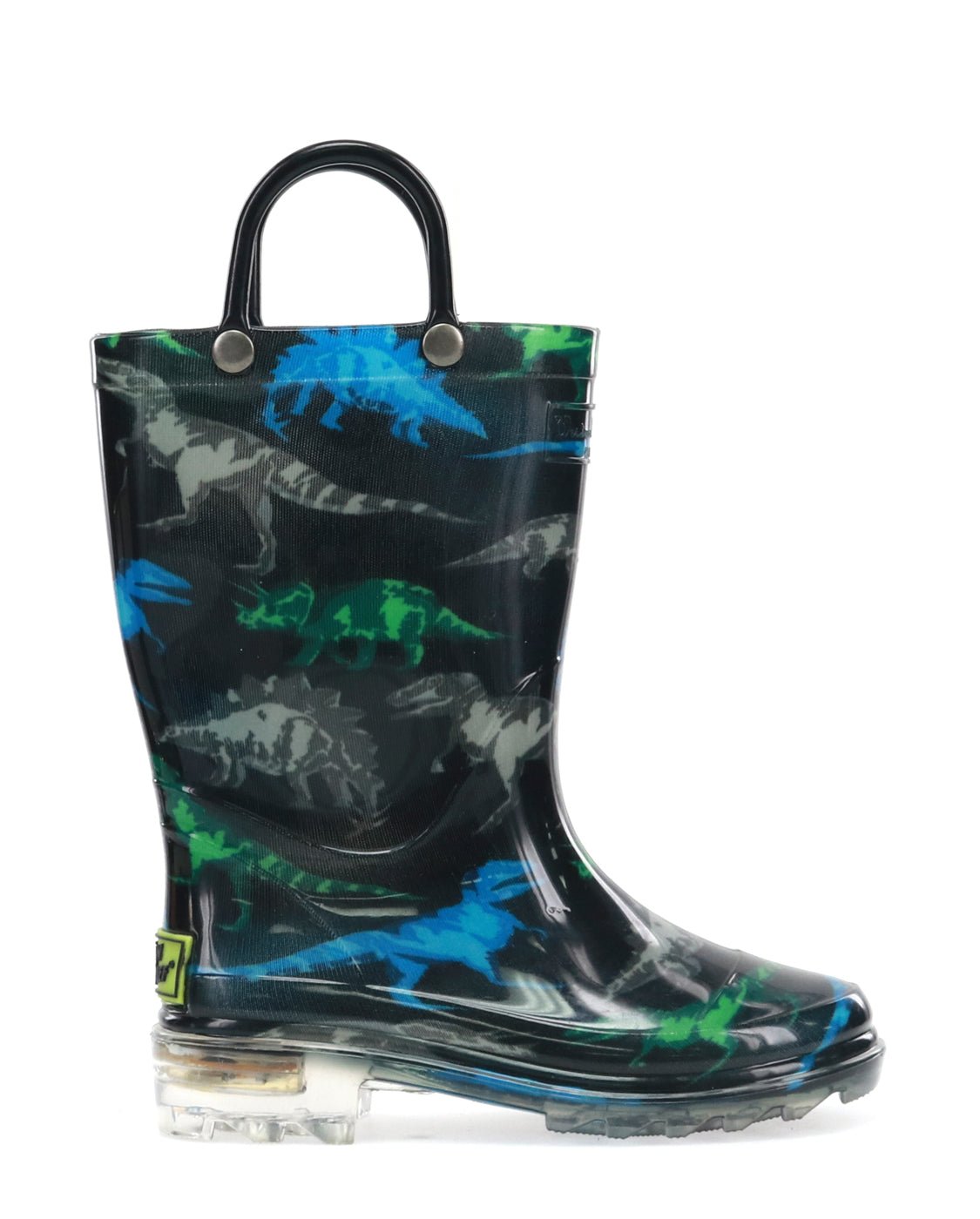 Kids Dinosaur Friends Lighted Rain Boot - Black - WSC B2B