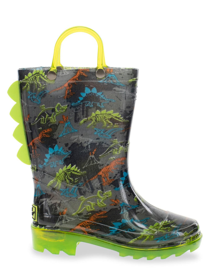 Kids Dinosaur Lighted Rain Boot - Gray - WSC B2B