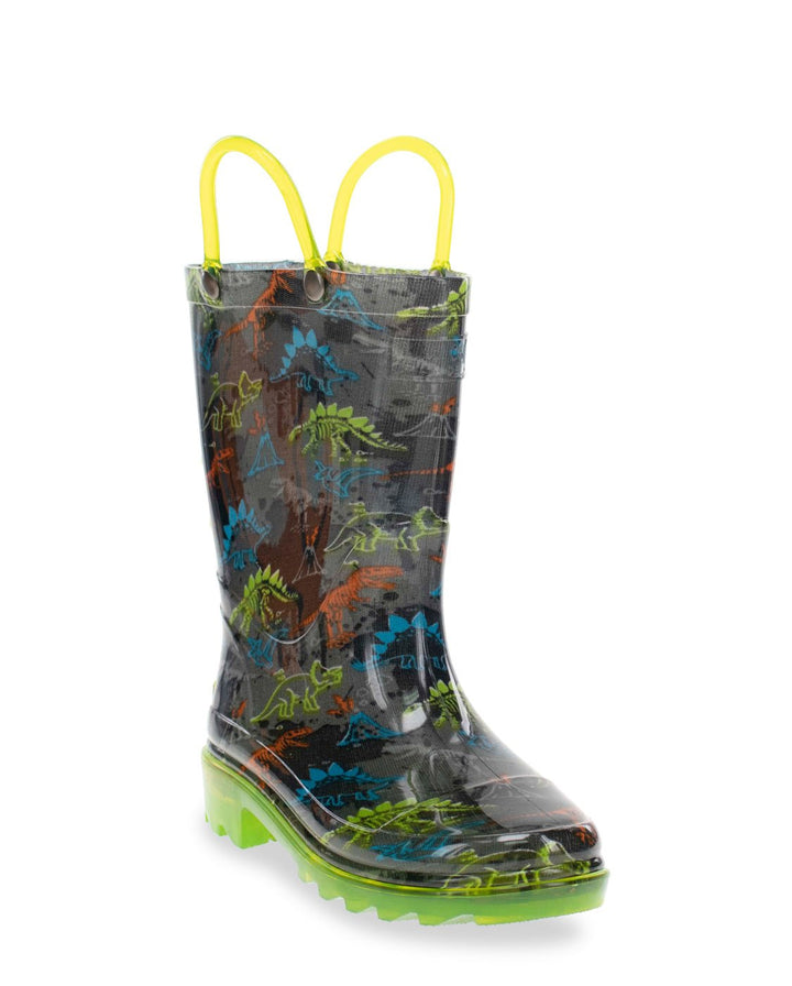 Kids Dinosaur Lighted Rain Boot - Gray - WSC B2B