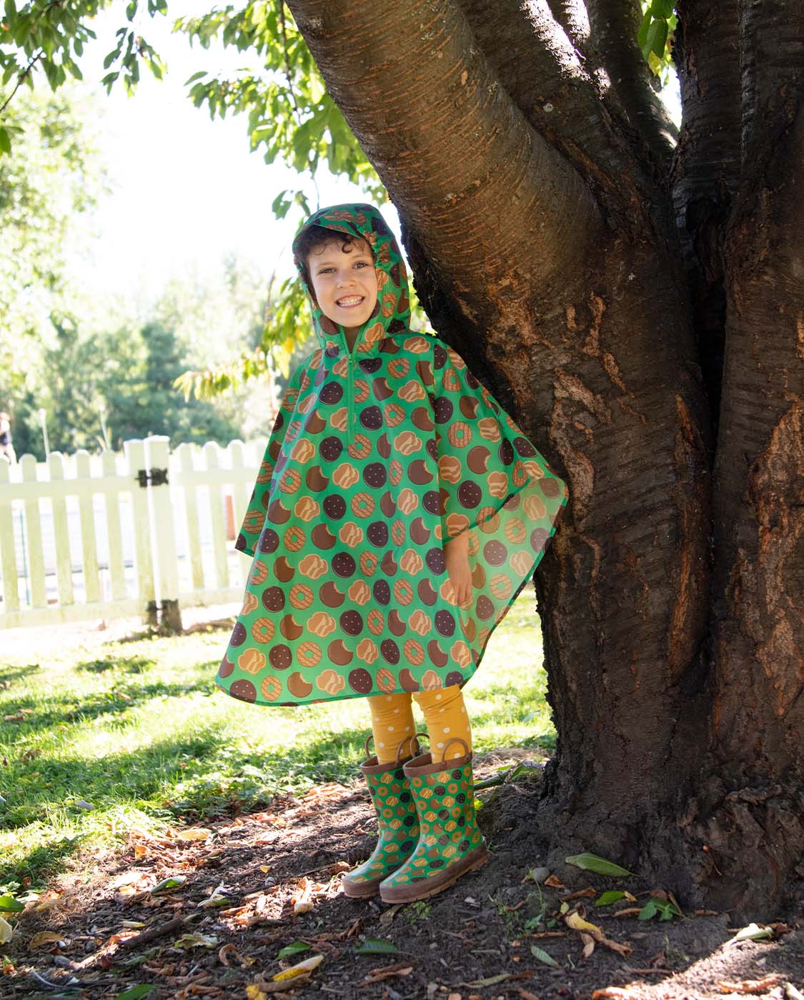 Kids It's Raining Cookies Poncho Raincoat- Green - WSC B2B