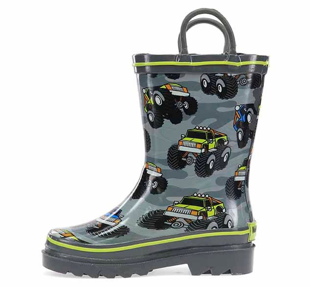 Kids Monster Truck Rain Boot - Charcoal - WSC B2B