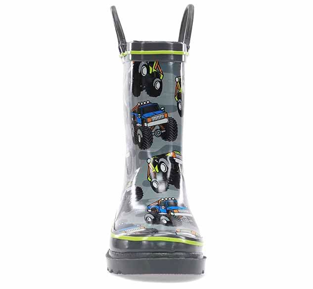 Kids Monster Truck Rain Boot - Charcoal - WSC B2B