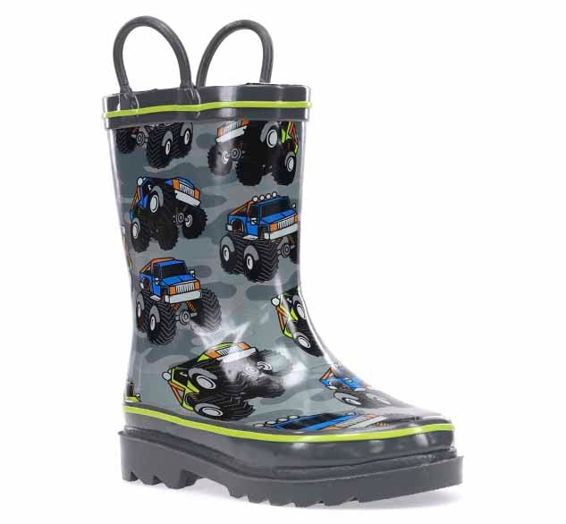 Kids Monster Truck Rain Boot - Charcoal - WSC B2B