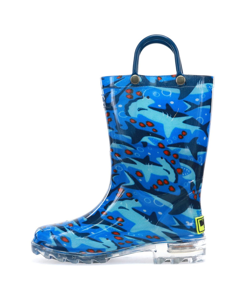 Kids Shark Chase Lighted Rain Boot - Blue - WSC B2B