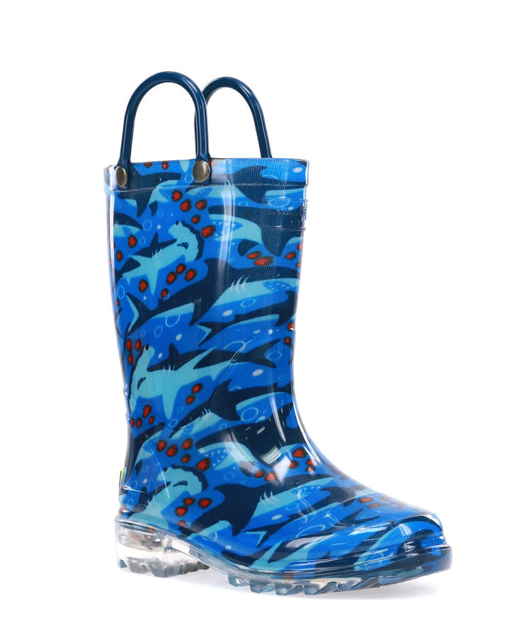 Kids Shark Chase Lighted Rain Boot - Blue - WSC B2B