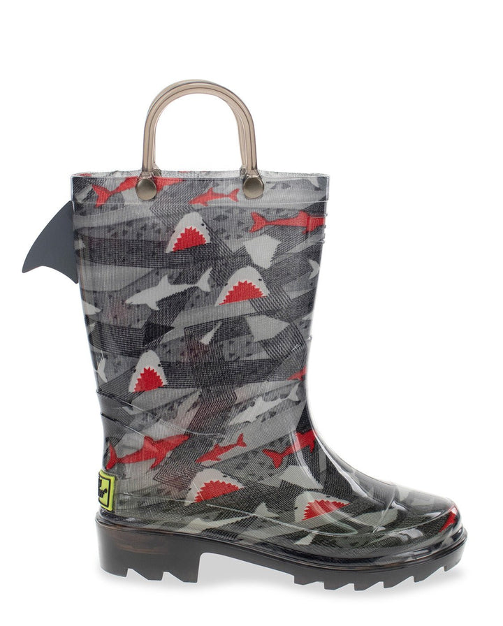 Kids Shark Lighted Rain Boot - Black - WSC B2B