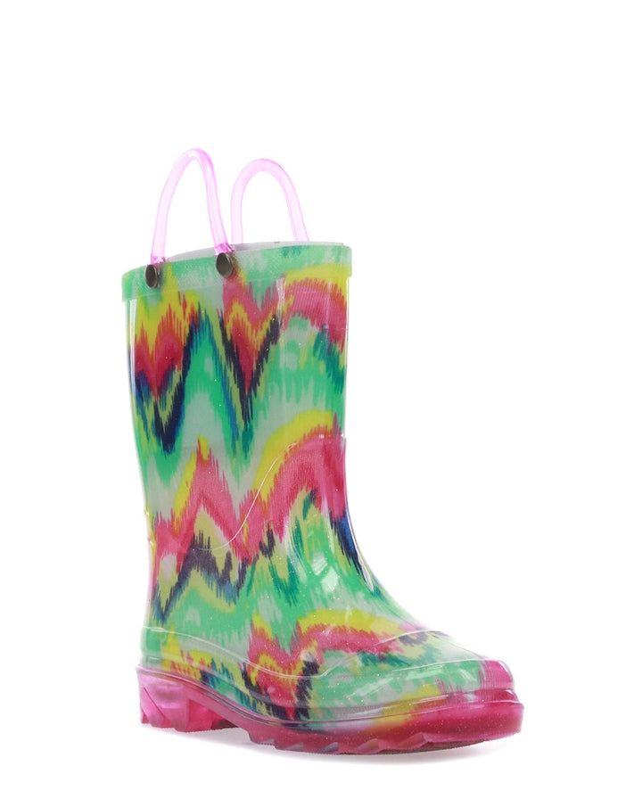Kids Tie Dye Party Lighted Rain Boot - Multi - WSC B2B