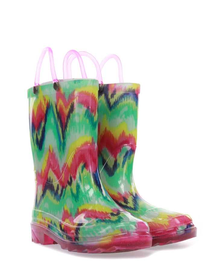 Kids Tie Dye Party Lighted Rain Boot - Multi - WSC B2B