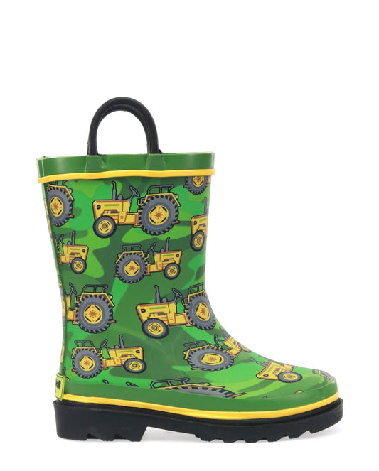 Kids Vintage Tractors Rain Boot - Green - WSC B2B