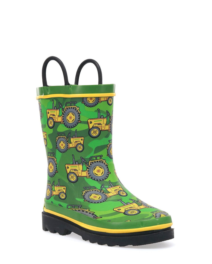 Kids Vintage Tractors Rain Boot - Green - WSC B2B