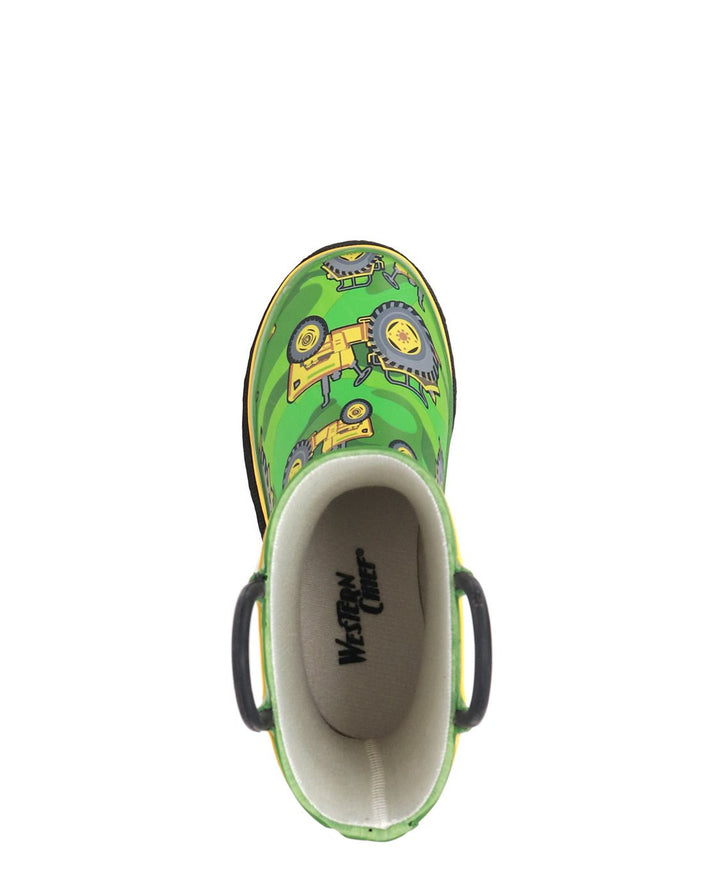 Kids Vintage Tractors Rain Boot - Green - WSC B2B