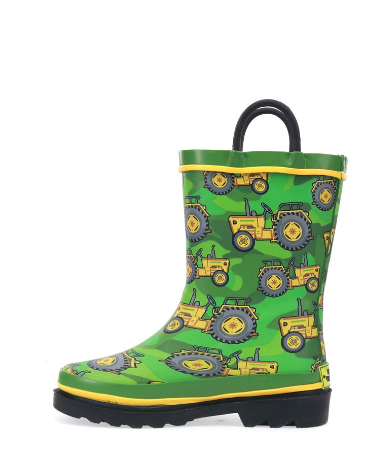 Kids Vintage Tractors Rain Boot - Green - WSC B2B