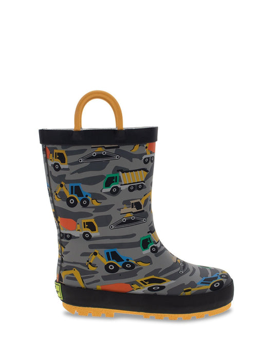 New! Kids Construction Rain Boot - Gray - WSC B2B