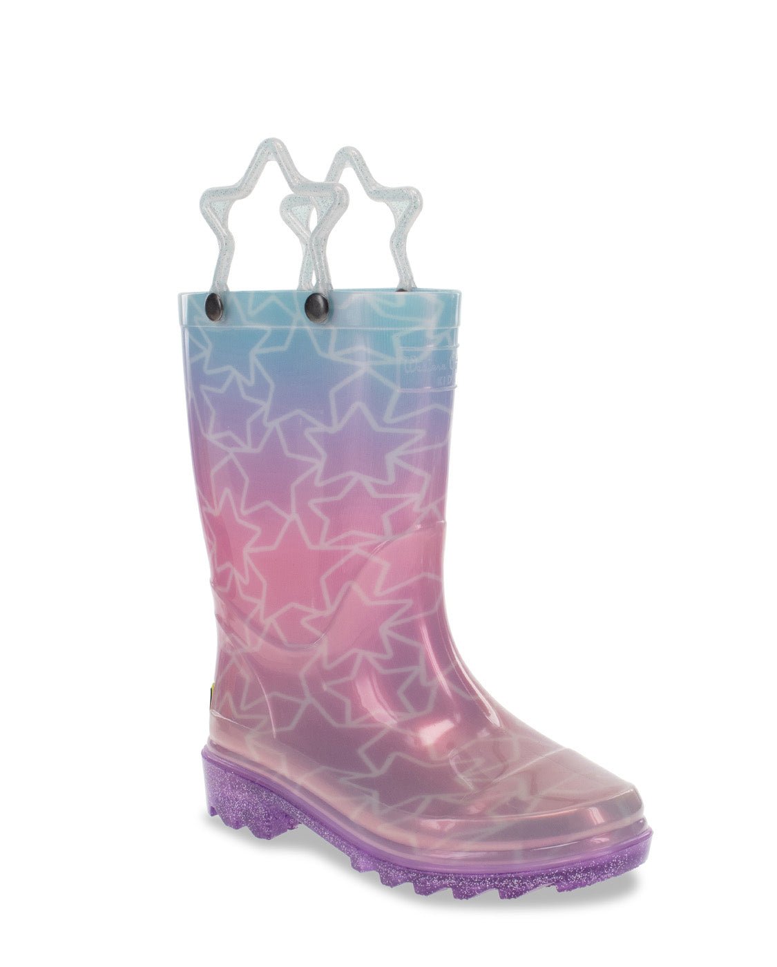 New! Kids Glitter Stars Lighted Rain Boot - Multi - WSC B2B