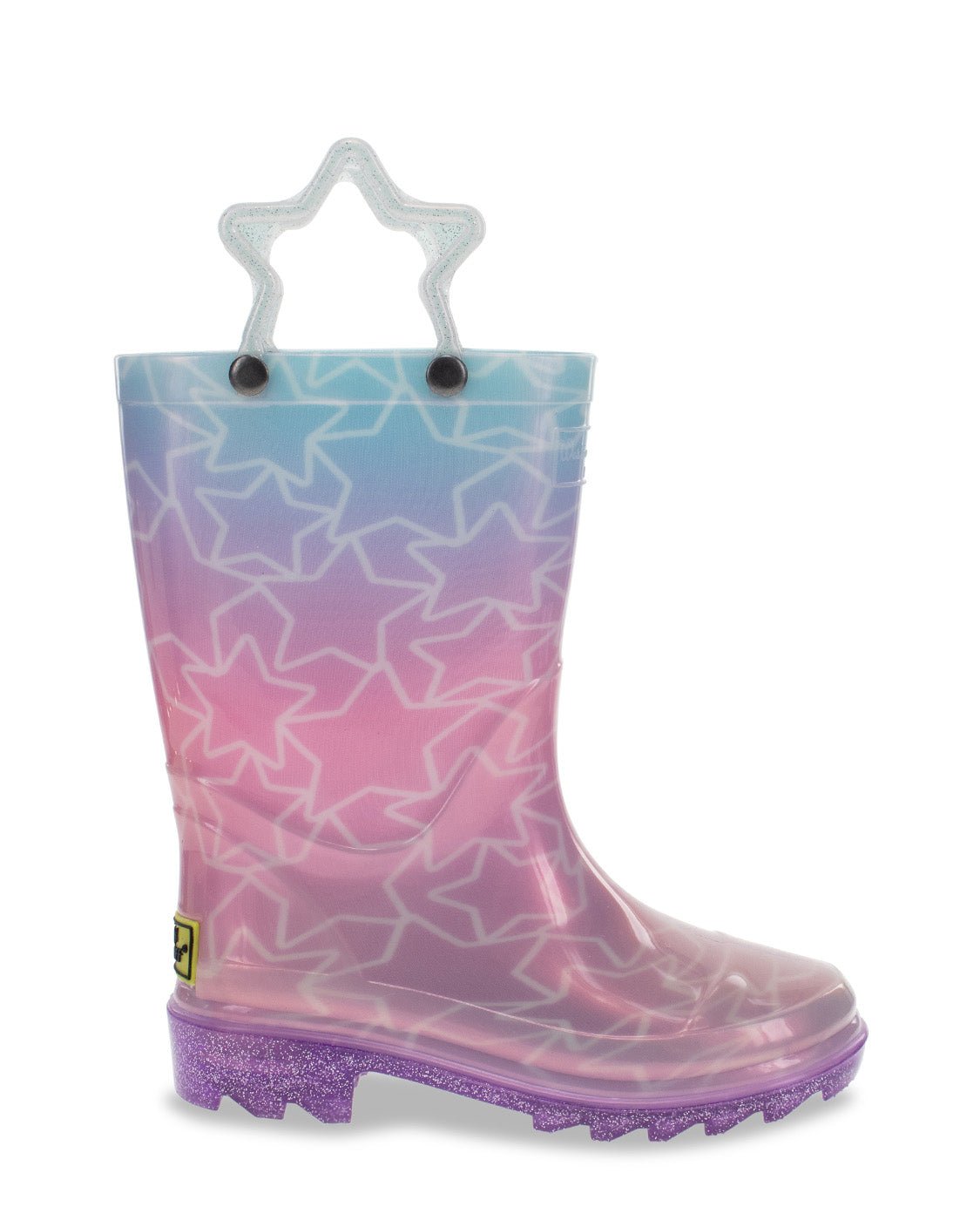 New! Kids Glitter Stars Lighted Rain Boot - Multi - WSC B2B