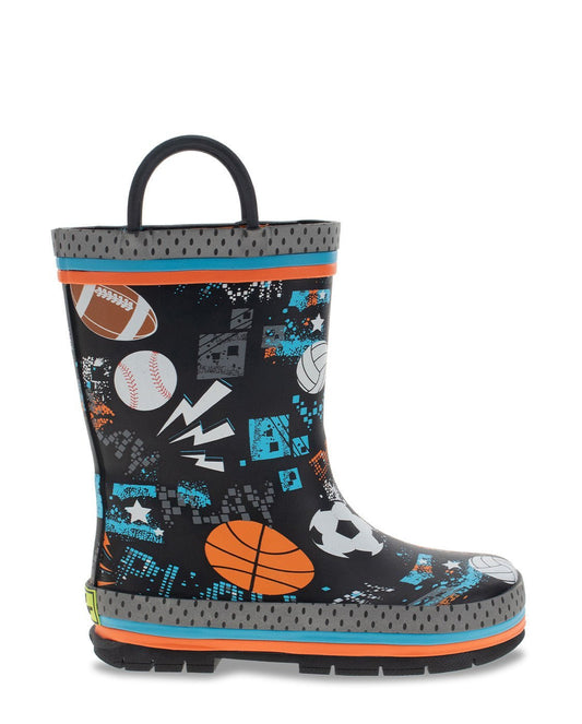 New! Kids Play Ball Rain Boot - Black - WSC B2B