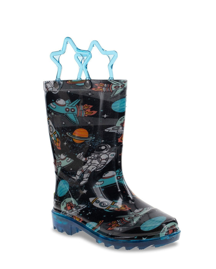 New! Kids Silly Space Lighted Rain Boot - Black - WSC B2B