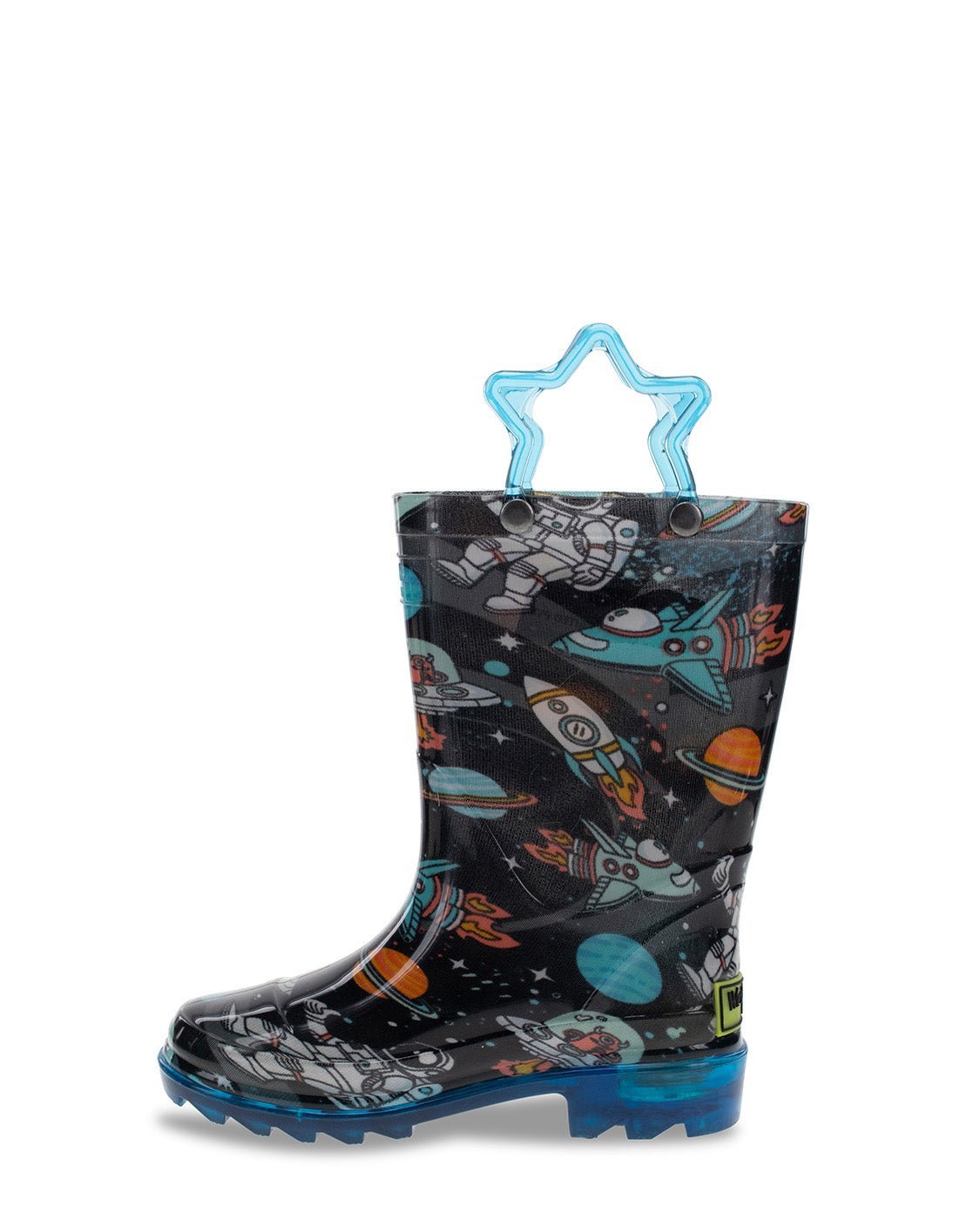 New! Kids Silly Space Lighted Rain Boot - Black - WSC B2B