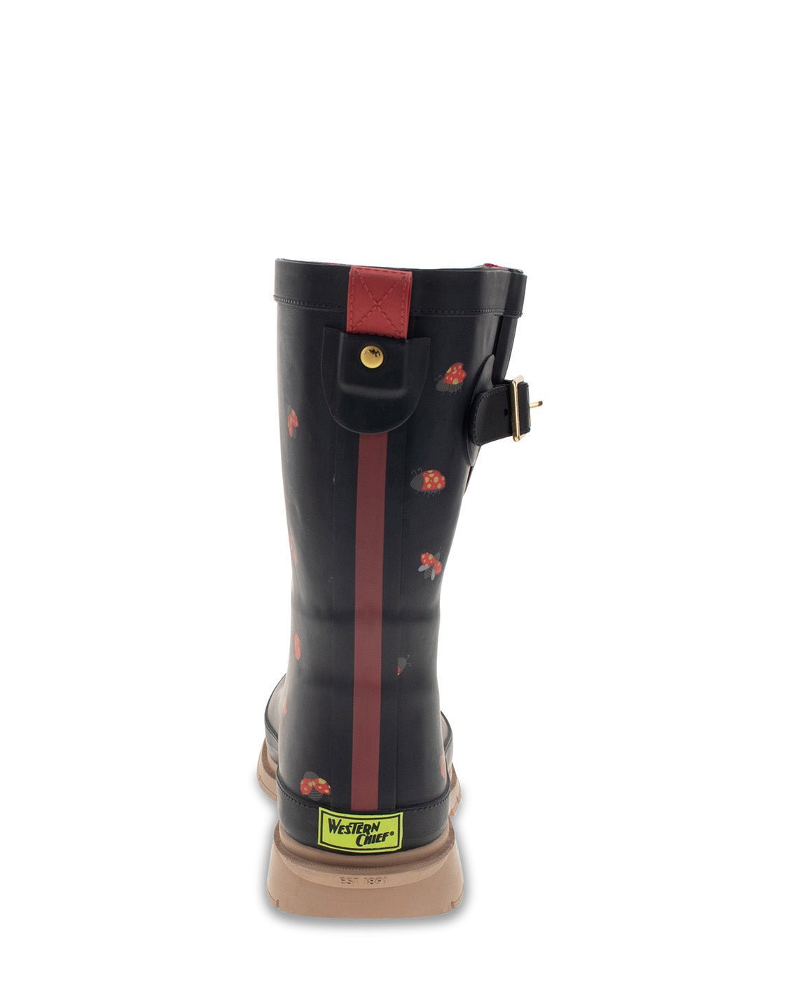 New! Women's Lucky Ladybug Mid Rain Boot - Black - WSC B2B