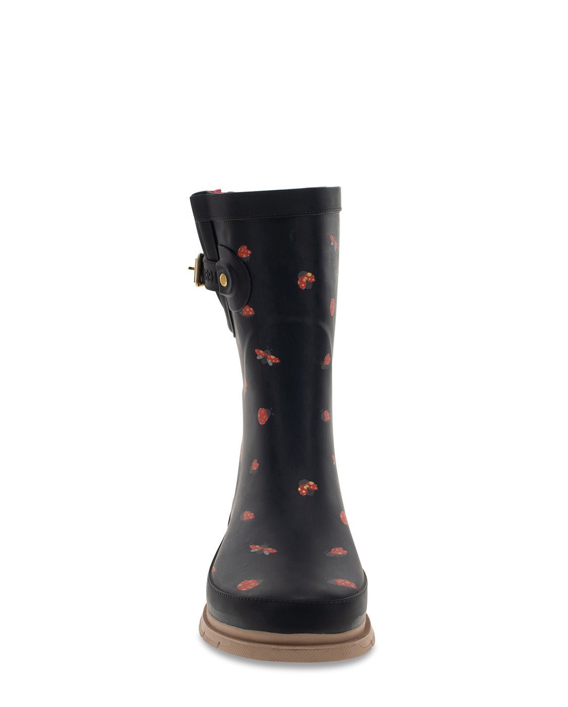 New! Women's Lucky Ladybug Mid Rain Boot - Black - WSC B2B