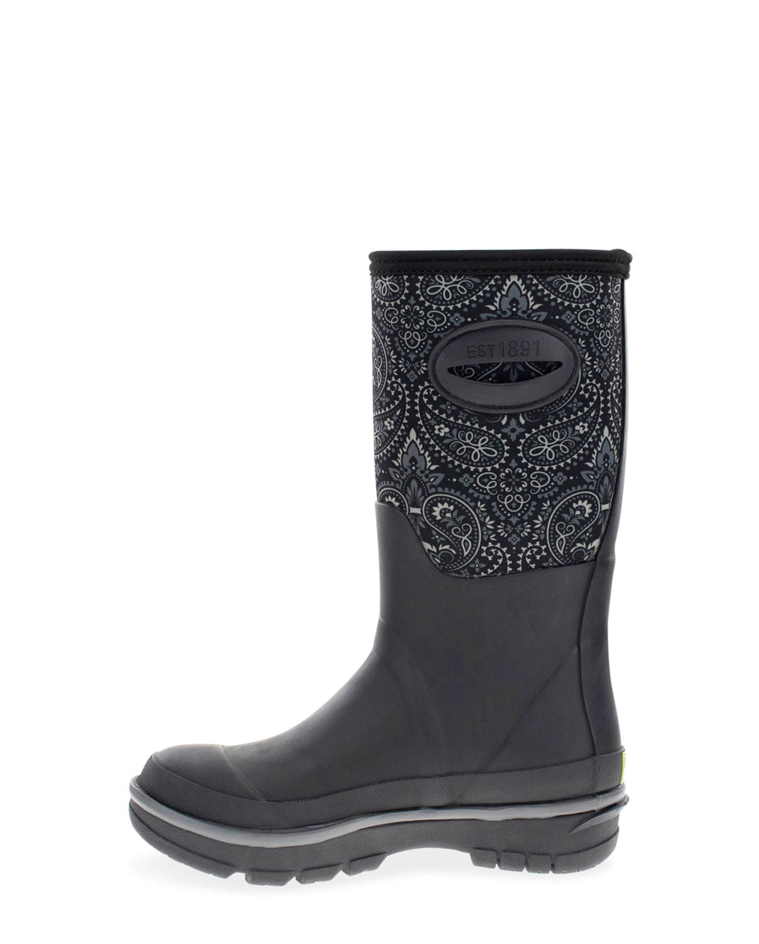 Womens Bandana Neoprene Mid Boot - Black