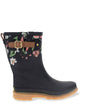 Women's Brushed Petals Mid Rain Boot - Black - WSC B2B