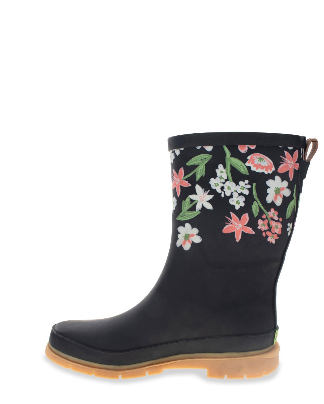 Women's Brushed Petals Mid Rain Boot - Black - WSC B2B