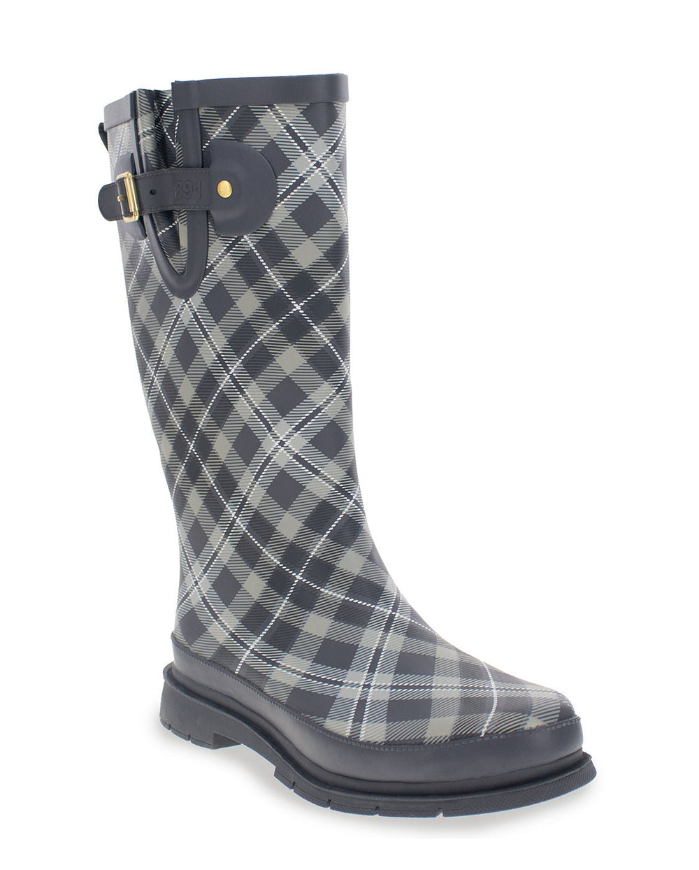 Women's Cabin Plaid Tall Rain Boot - Navy - WSC B2B