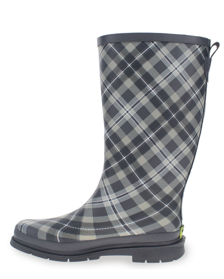 Women's Cabin Plaid Tall Rain Boot - Navy - WSC B2B