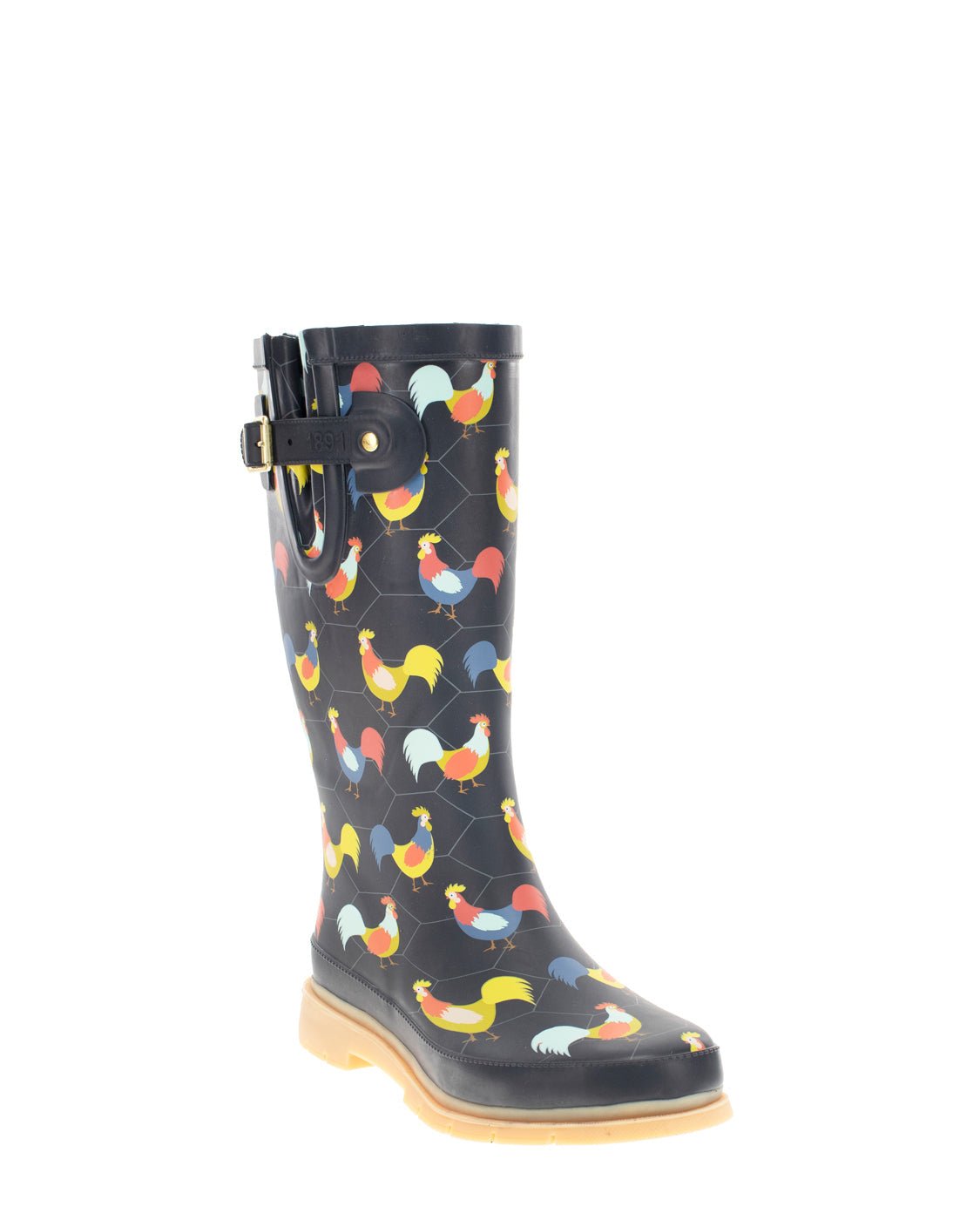 Women's Chicken Plaid Tall Rain Boot - Charcoal - WSC B2B