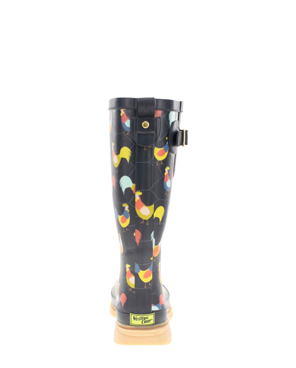 Women's Chicken Plaid Tall Rain Boot - Charcoal - WSC B2B